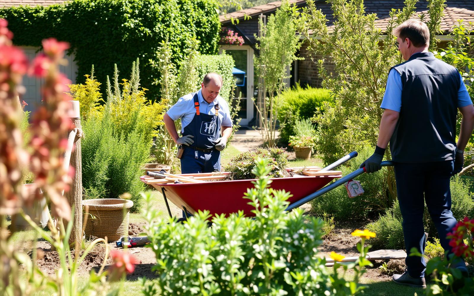 Équipe Espaces Verts Legrain sur un chantier